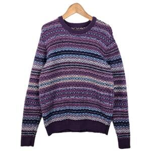 Abercrombie & Fitch Y2K Vintage Merino Wool Blend Knit Striped Sweatshirt Size L